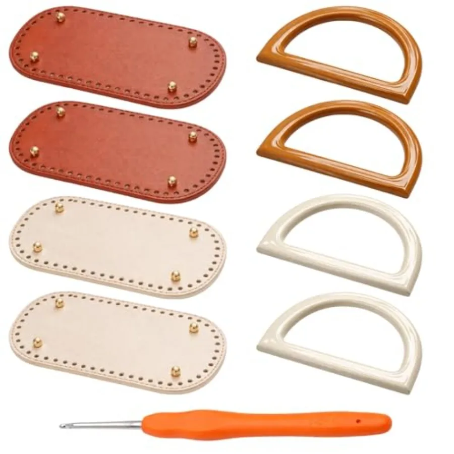 

8-Piece 8.66in and 4.72in Knitting Accessories Set, Purse Handles for Crochet Bags, with Four Handles and Four Bag Bases, Inclu