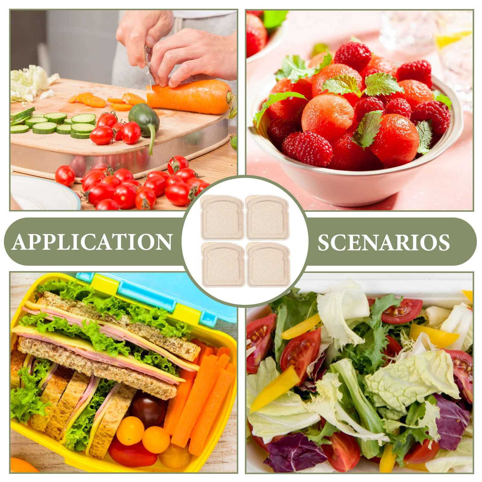 

4pcs Portable Lunch Boxes Bread-Shaped Toast Storage Containers Sealed Food Holders For Picnic Keep Box Fruit