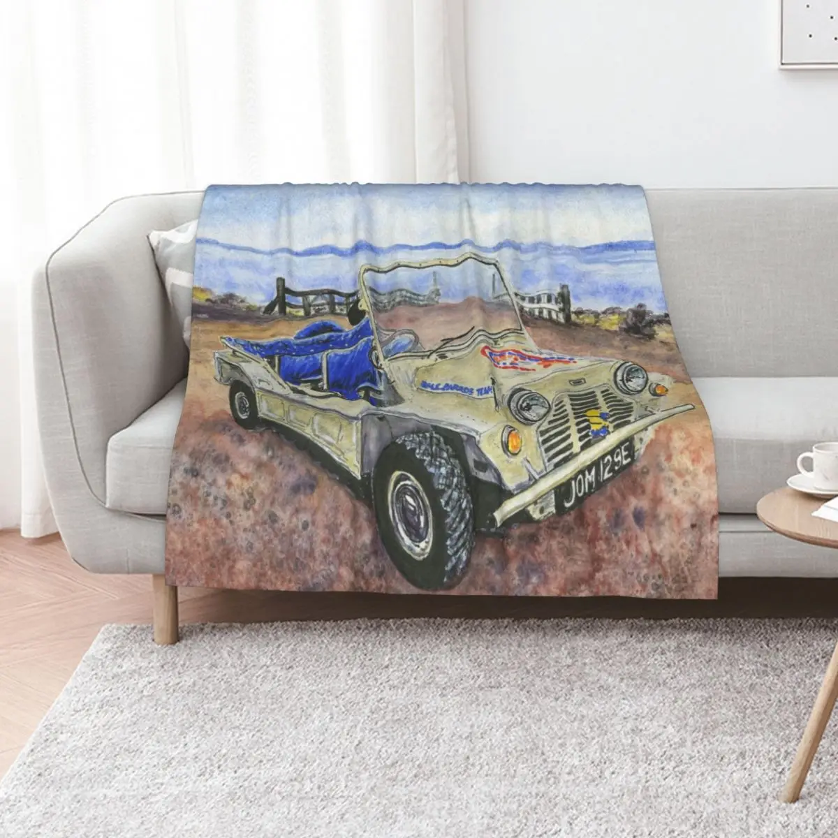 Austin Mini Moke Throw Blanket Stylish Decor Blanket Gift for Friends Roommate