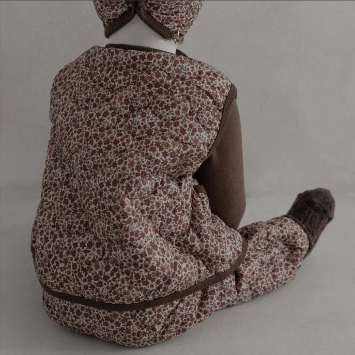 Description Picture 3 of item2025 Winter New Baby Sleeveless Clothes Set Infant Girls Vintage Floral Padded Vest + Pants 2pcs Suit Toddler Thick Warm Outfits