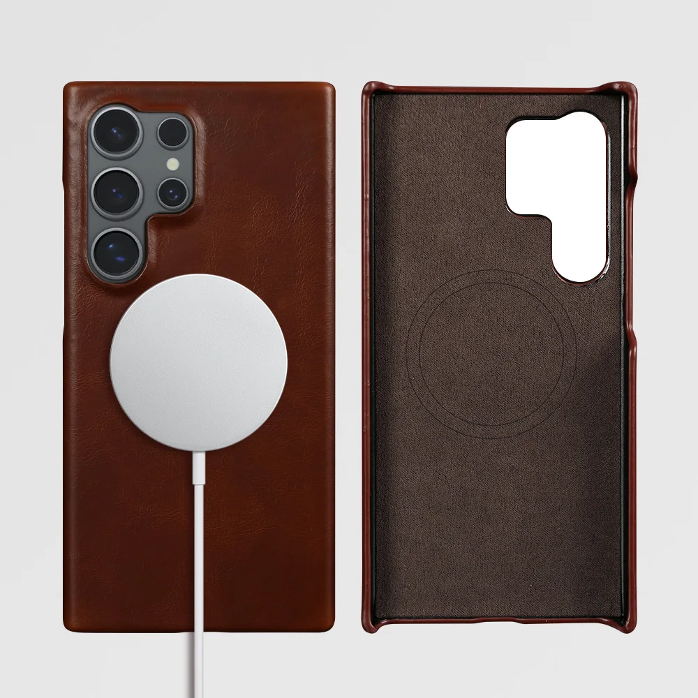 For Samsung Galaxy S24 Ultra Case Magsafe Magnetic Leather Phone Case For Samsung S23FE S20 S22 S21Plus Wireless Charging Cover