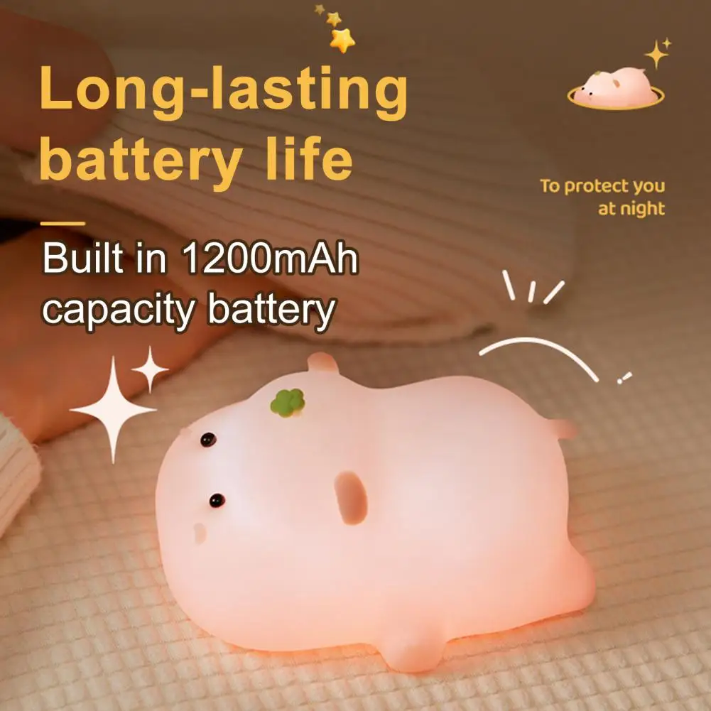 

Ночник с рисунком хайлендской коровы, лошади, бегемота, дизайн, силиконовая лампа с изображением животных, детская лампа с регулируемой яркостью, сенсорное управление, мягкий светящийся ночник