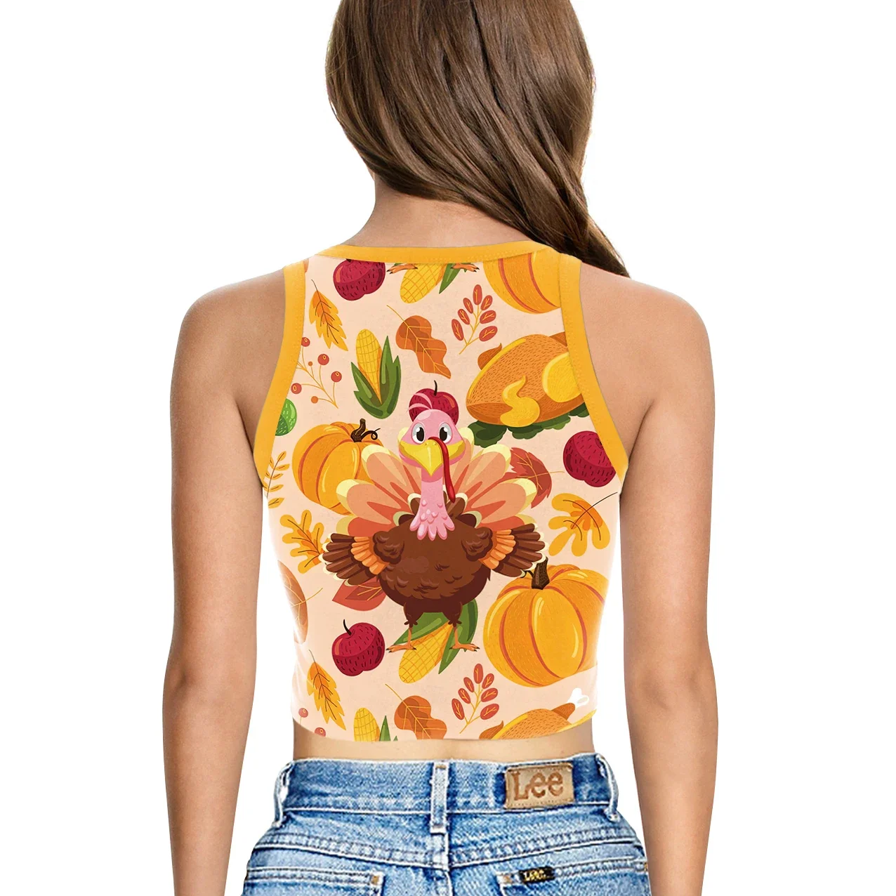 Zawaland-ropa de Acción de Gracias para mujer, chaleco Sexy con estampado de pavo de dibujos animados, Top corto informal sin mangas para vacaciones, camisetas sin mangas para Fitness