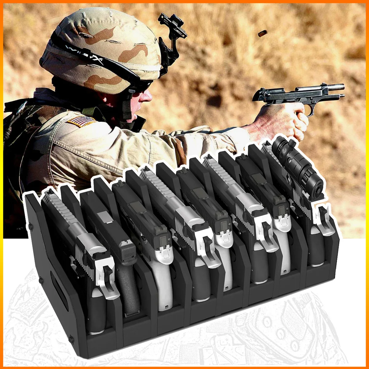 

Pistol Revolver fireaRm Rack Stand 4-8 of Most Long-Barreled Pistols Cushioned Foam to Protect gun Storage Organizer Accessories