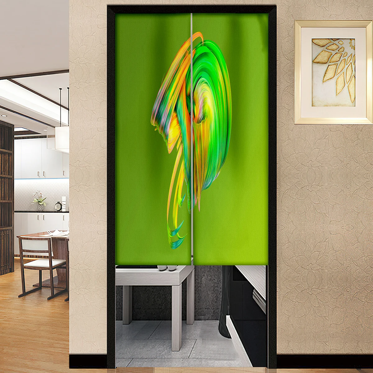 Abstract Paint Waves Door Curtains Boys Bedroom Living Room Partition Home Entrance Restaurant Hanging Half-Curtain Decoration