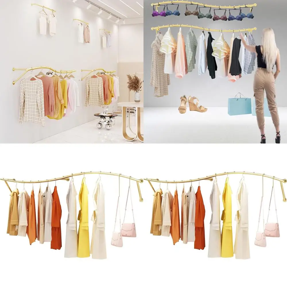 

Настенная вешалка для одежды в стиле бутик, демонстрационная стойка для розничной торговли, хромированная передвижная вешалка для коммерческого использования