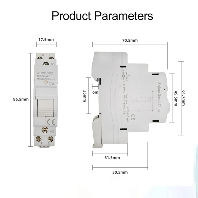 1 PCS Tuya Smart Life Zigbee Circuit Breaker Din Rail 1P Single Pole Dry Contact Timer White