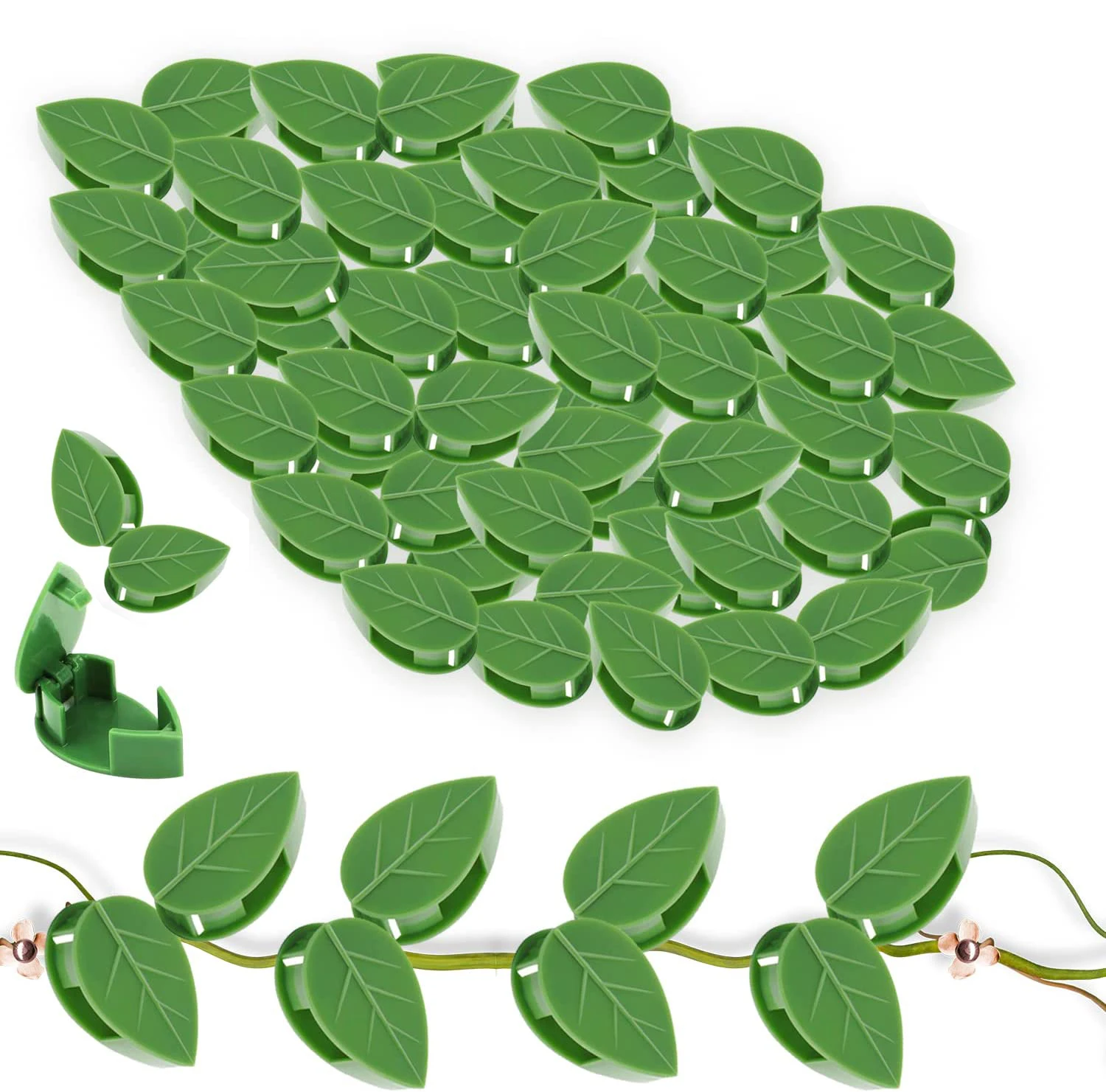 50pcs plant stand green leaf clip self adhesive plant clip home garden vine invisible climbing wall stand hook plant clip