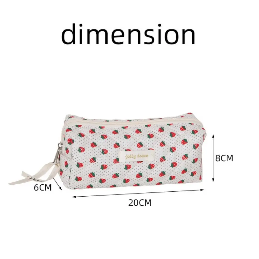 أنيقة الأزهار سعة كبيرة القلم حالة القط INS القرطاسية حقيبة التخزين الفراولة انفصال ماكياج أحمر الشفاه حقيبة الطلاب