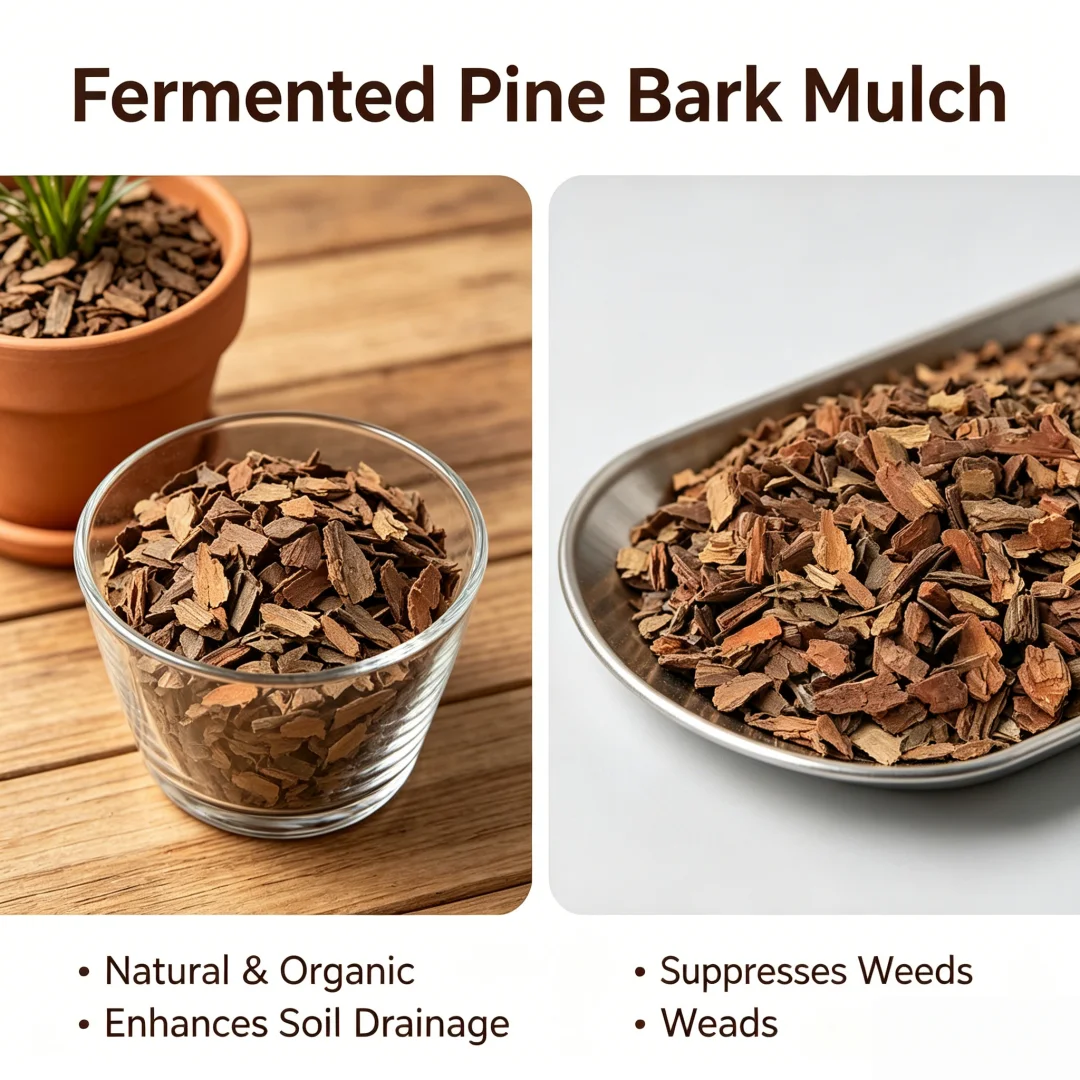 Fermented Pine Bark Mulch, Organic Pine Nuggets for Orchid, Succulent, Bonsai, Blueberry & Garden Soil Amendment 500g