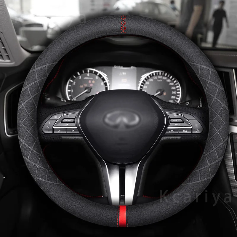 

Auto Suede for Infiniti FX35 Q50 Q30 ESQ QX50 QX60 QX70 EX JX35 G35 G37 Auto Accessories Leather steering wheel cover