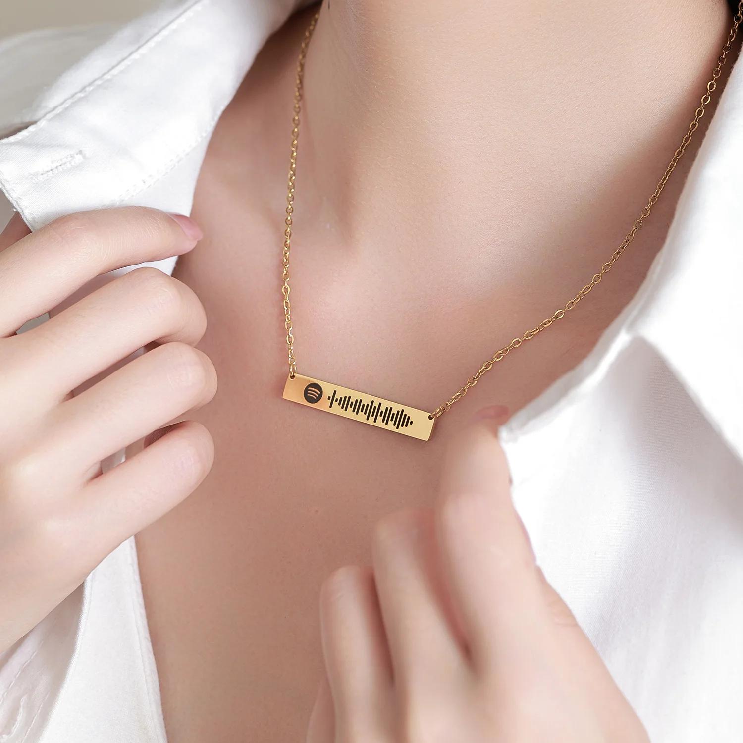 Stainless Steel Spotify Code Custom Necklace Woman Man Valentine's Day Scannable Song Code Pendant Necklace Blessing Couple Gift