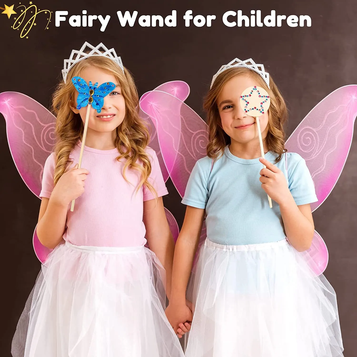 Children's handmade wood products DIY fairy wand magic wand Christmas princess wand, puzzle hand picture wood chips