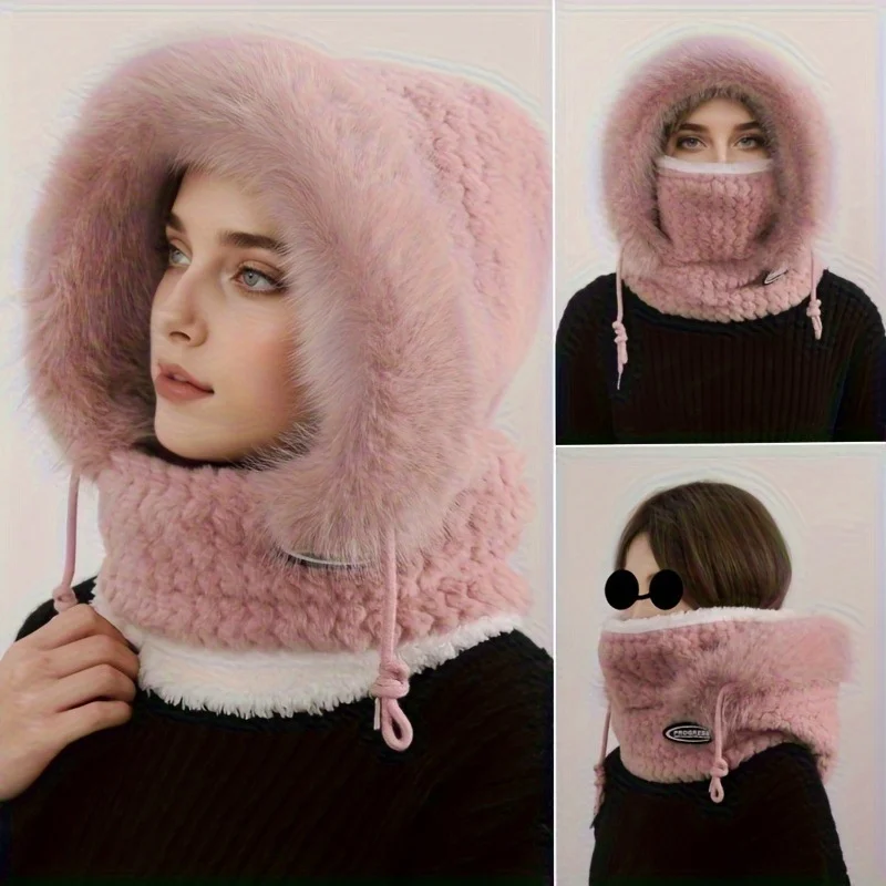 مجموعة وجه Lei Feng مقاومة للرياح سميكة باللون الأسود/الأبيض من الفرو الصناعي غير مضمونة - قناع ركوب الدراجات المقاوم للبرد #4