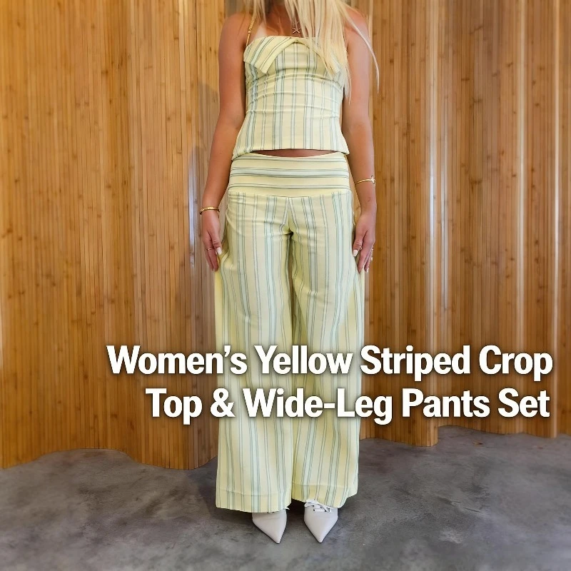 

Лето 2026. Женская майка с бретелькой на шее + повседневный комплект широких брюк.