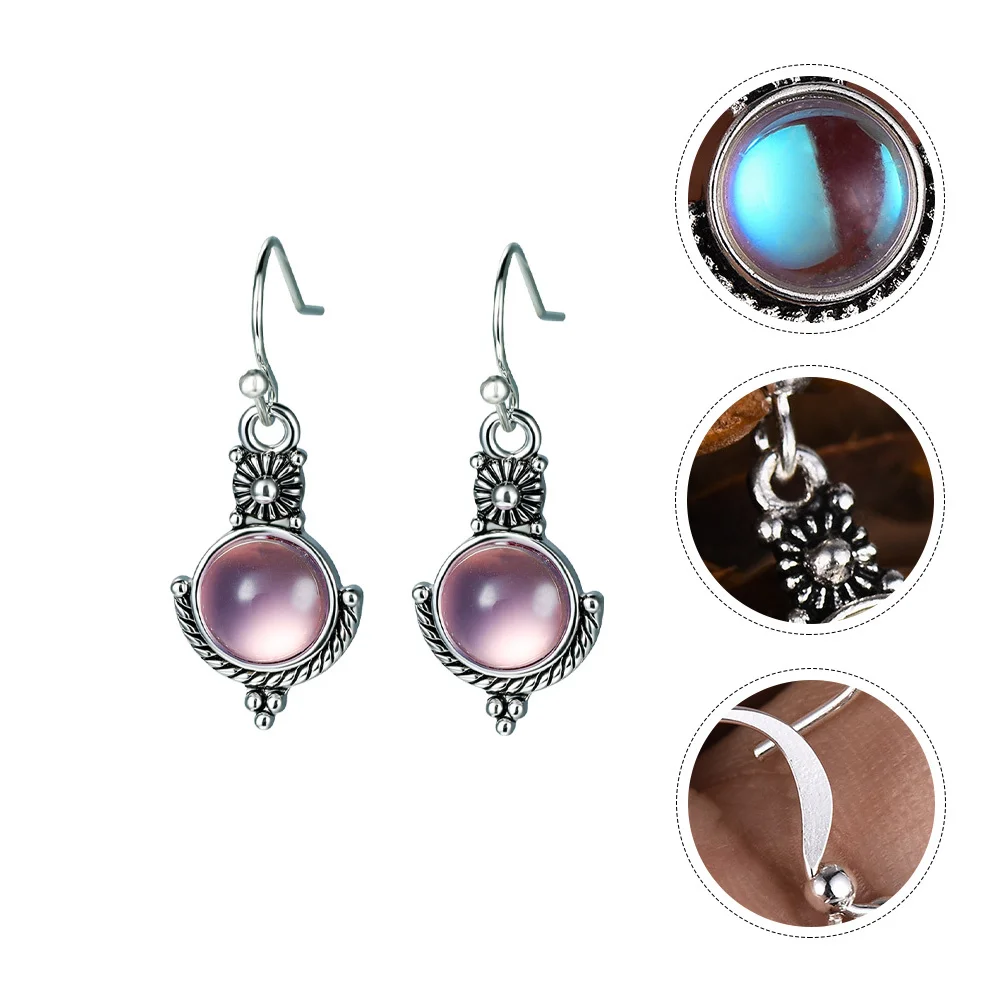 

1Pair Moonstone Earrings Retro Fashion Unique Beauty Impressive Light Convenient Carry Women Ear Accessories Earring