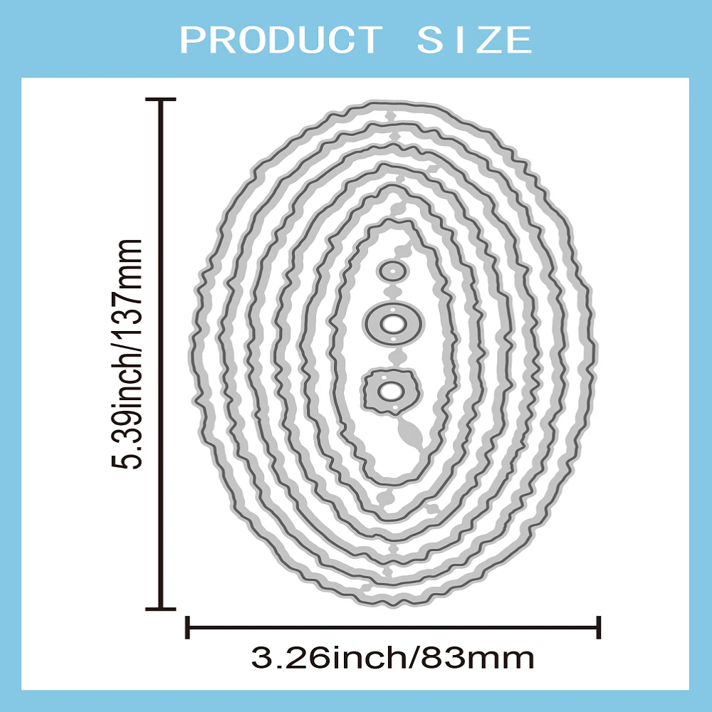 1 Stück Tag-Thema, Kohlenstoffstahl, Stanzformen, Schablonen für Scrapbooking, Fotoalbum, dekorative Prägung, Papierkarte, oval, 137 x 83 x 0,8 mm
