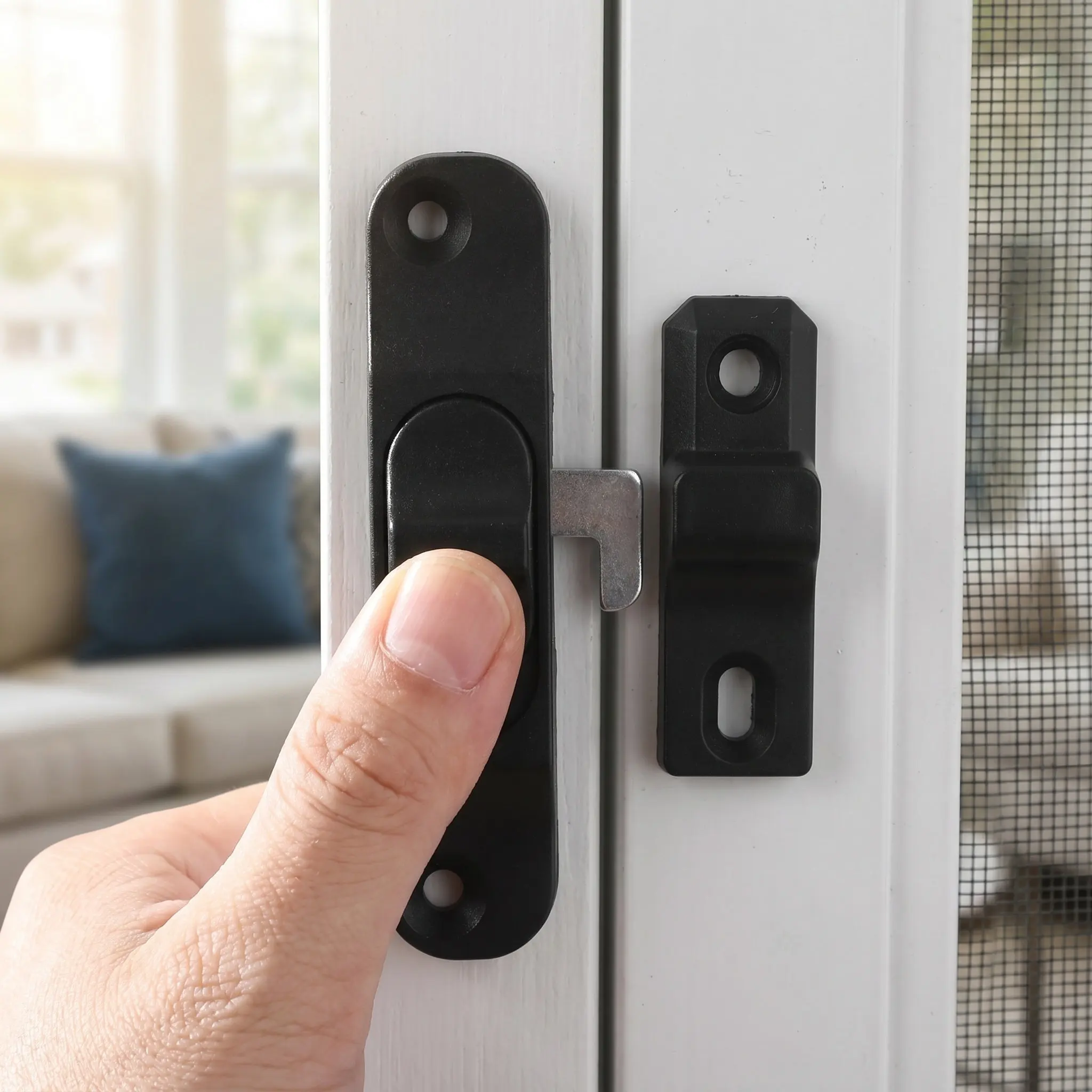 High Strength Sliding Screen Door Lock Secure Sliding Window Safety Lock with Adjustable Limiter for Screen Door Latch