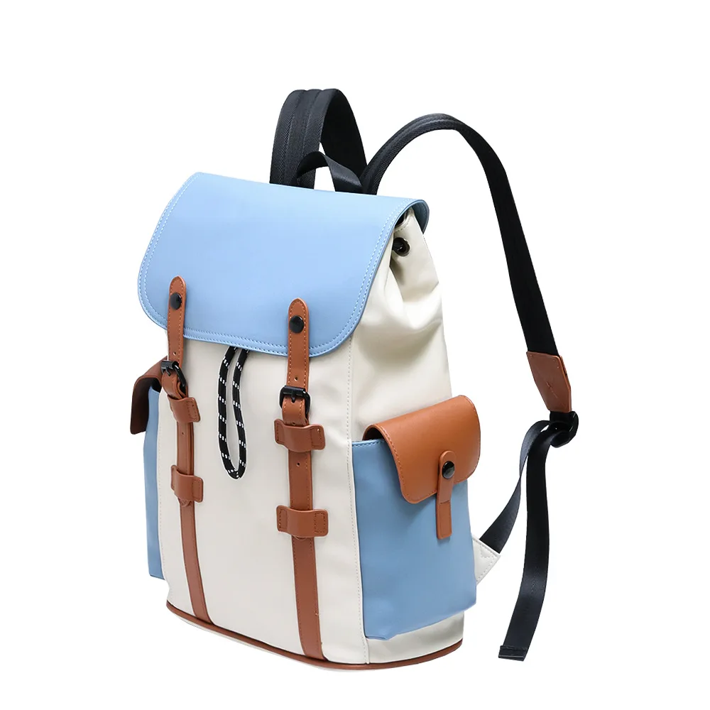 Neuer modischer Herrenrucksack, großer Reiserucksack für Männer, Patchwork-Leder-Klapprucksack, Laptop-Tasche, Herren-Tagesrucksack, Schultasche – Detail 10