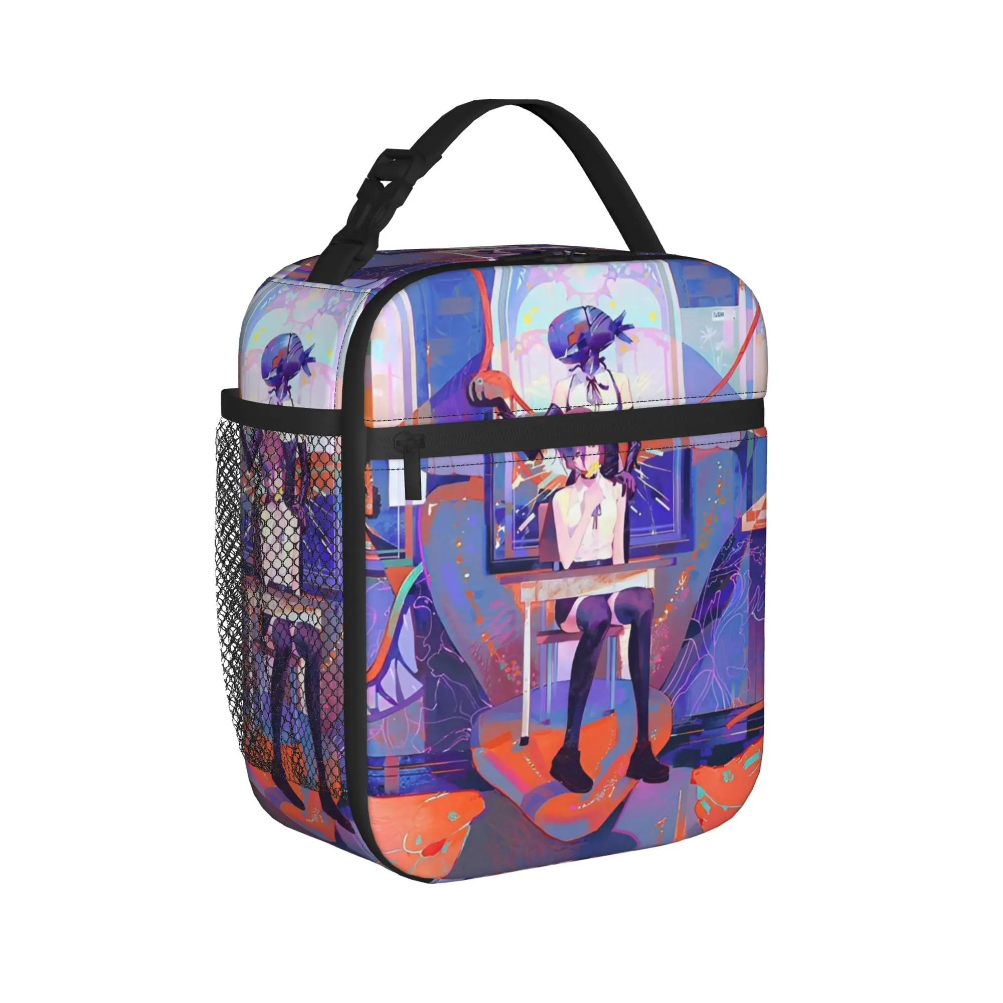 C-Chainsaws Man Reze Insulated Lunch Bags Cooler Bag Reusable,Lunch Container Anime Bombs Devil Large Tote Lunch Box