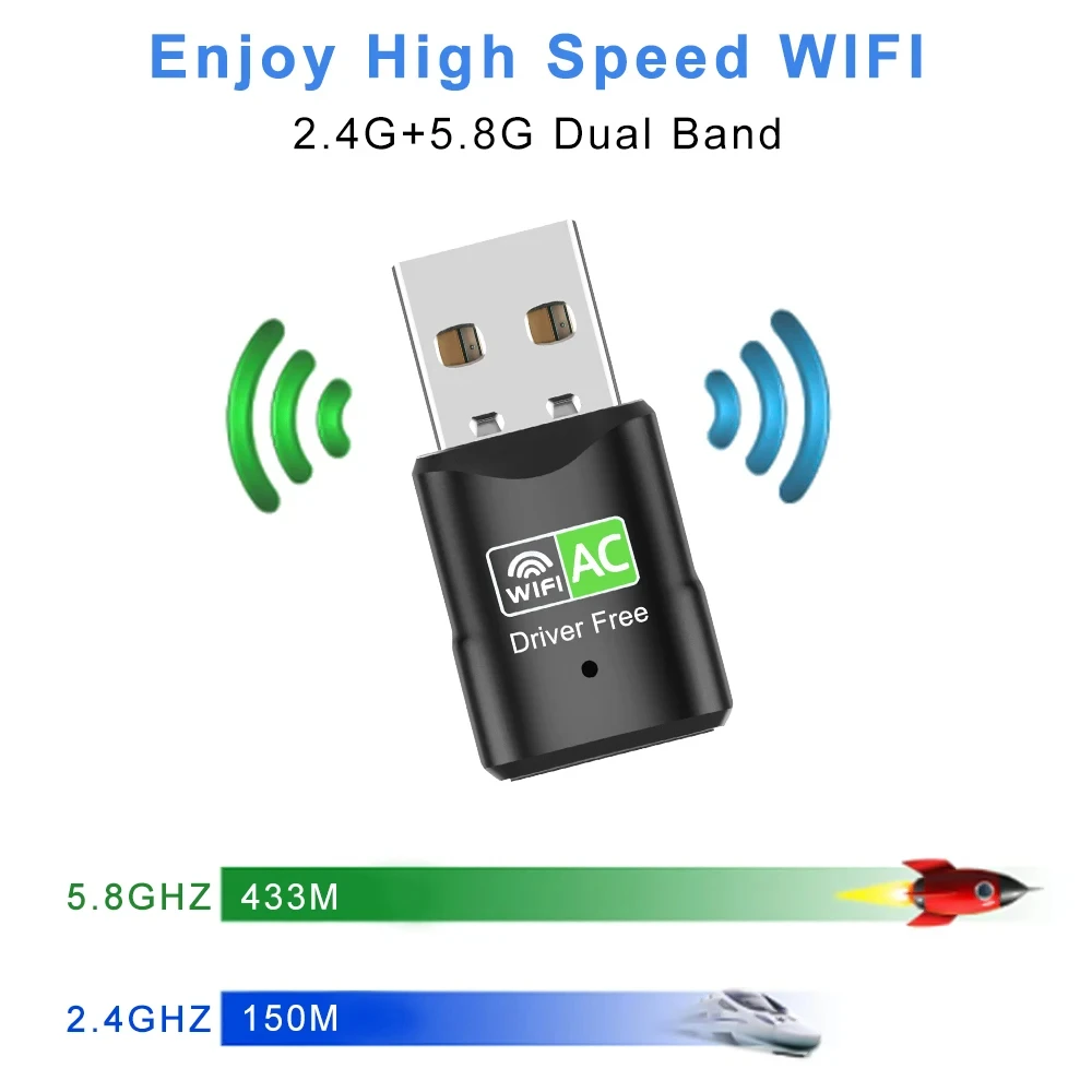 USB 3.0 600Mbps WiFi Adapter Dual Band 2.4G&5.8GHz Free Driver Wireless Network Card For Desktop Computer Laptop Wifi Receiver