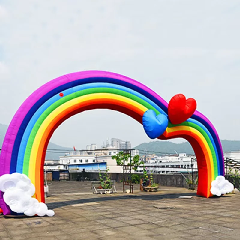 Colorful Inflatable Rainbow Arch with Blower Rainbow Arch Balloon for Outdoor Advertising Party Decoration