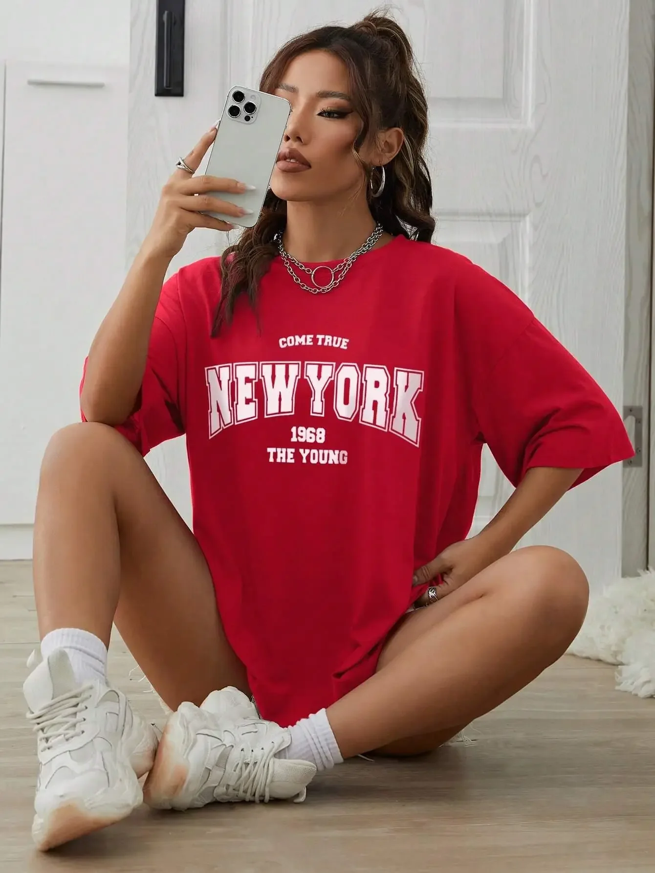 When 1968 The New York Is Young Women's T-shirt Cotton Daily T-shirt Creative Street Short Sleeve T-shirt Personal Casual Wear