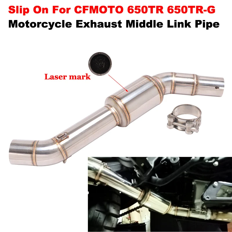 

Slip On For CFMOTO 650TR 650TR-G Motorcycle Exhaust System Middle Mid Link Pipe Modifide 51MM Escape Moto Muffler Connect Tube