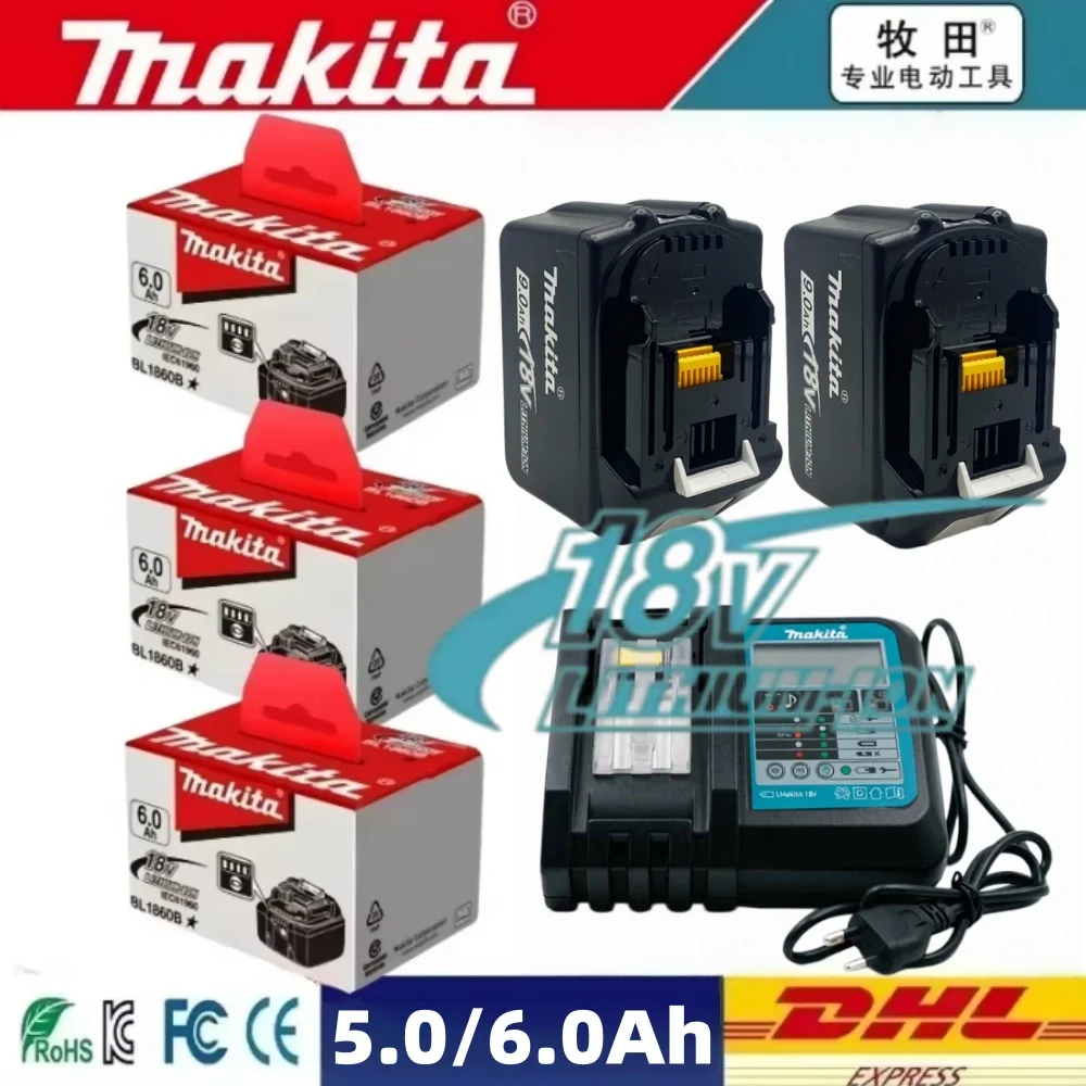 

100% Original Rechargeable 18V Li-ion Battery 5.0Ah 6.0Ah For Makita BL1815 BL1830B BL1840 BL1850 BL1850B BL1860