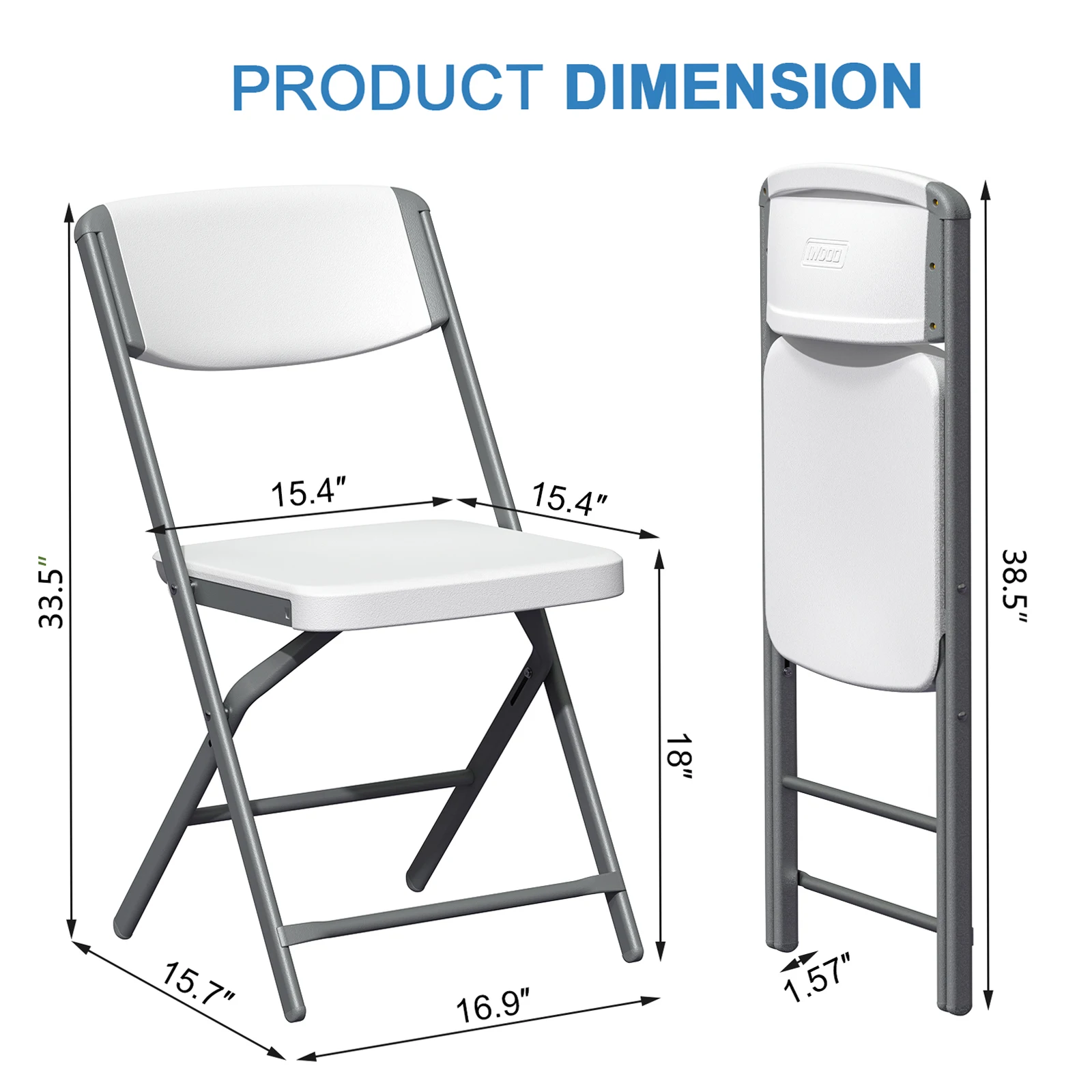 4/8/12/20 Pack Folding Chairs, Portable Plastic Party Chairs with Steel Frame, Stackable Chairs for Wedding, Events & Commercial Use, Black/White