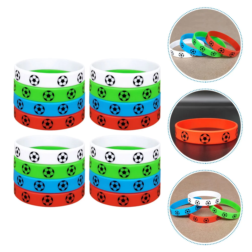 

16 Pcs Football Bracelet Decorative Wrist Wristband Key Chain Cup Keychain Bands Soccer for Fans Portable Child