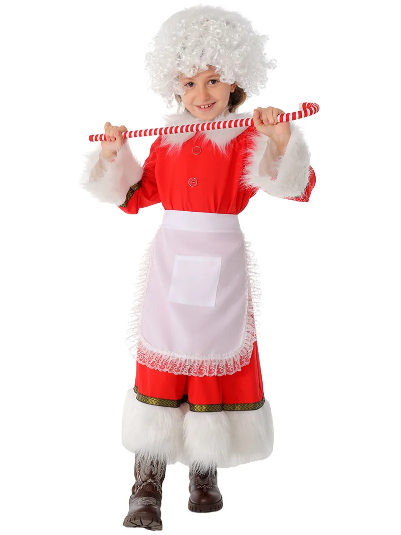 Kostum Cosplay Nona Claus Natal Kartun Gaun Nona Claus Wig Pesta Pertunjukan Halloween Pakaian Panggung Permainan Peran Properti Istri Santa
