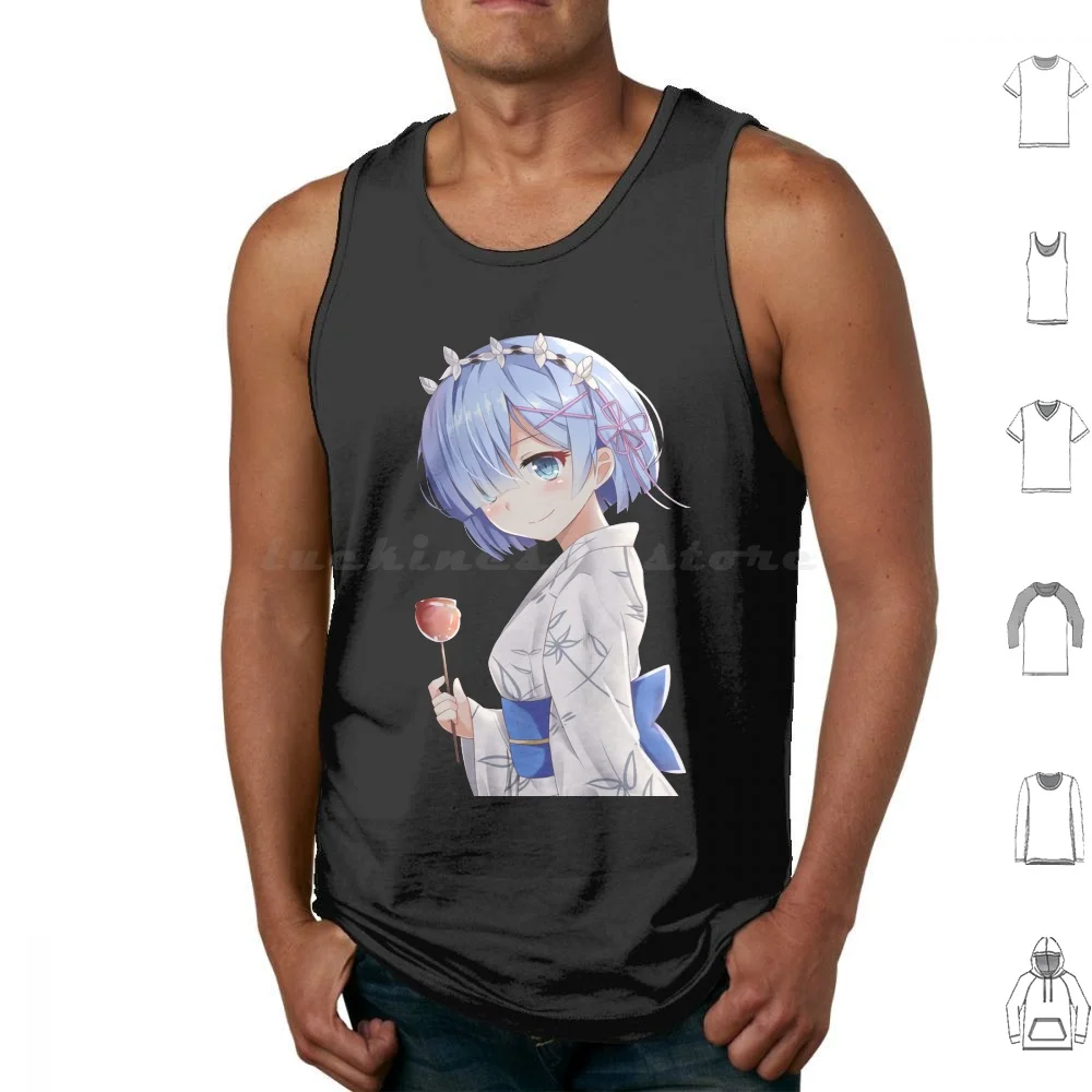 Rem ( Re Zero ) Tank Tops Print Cotton Rem Re Zero Figure Rem Re Zero Wallpaper Rem Re Zero Cosplay Rem Re Zero Gif Rem