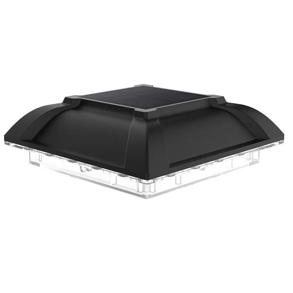 Square Solar Column Light LED Lighting Solar Powered Outdoor Decorative Post Cap Light Waterproof Warm Light Outdoor Garden Lamp