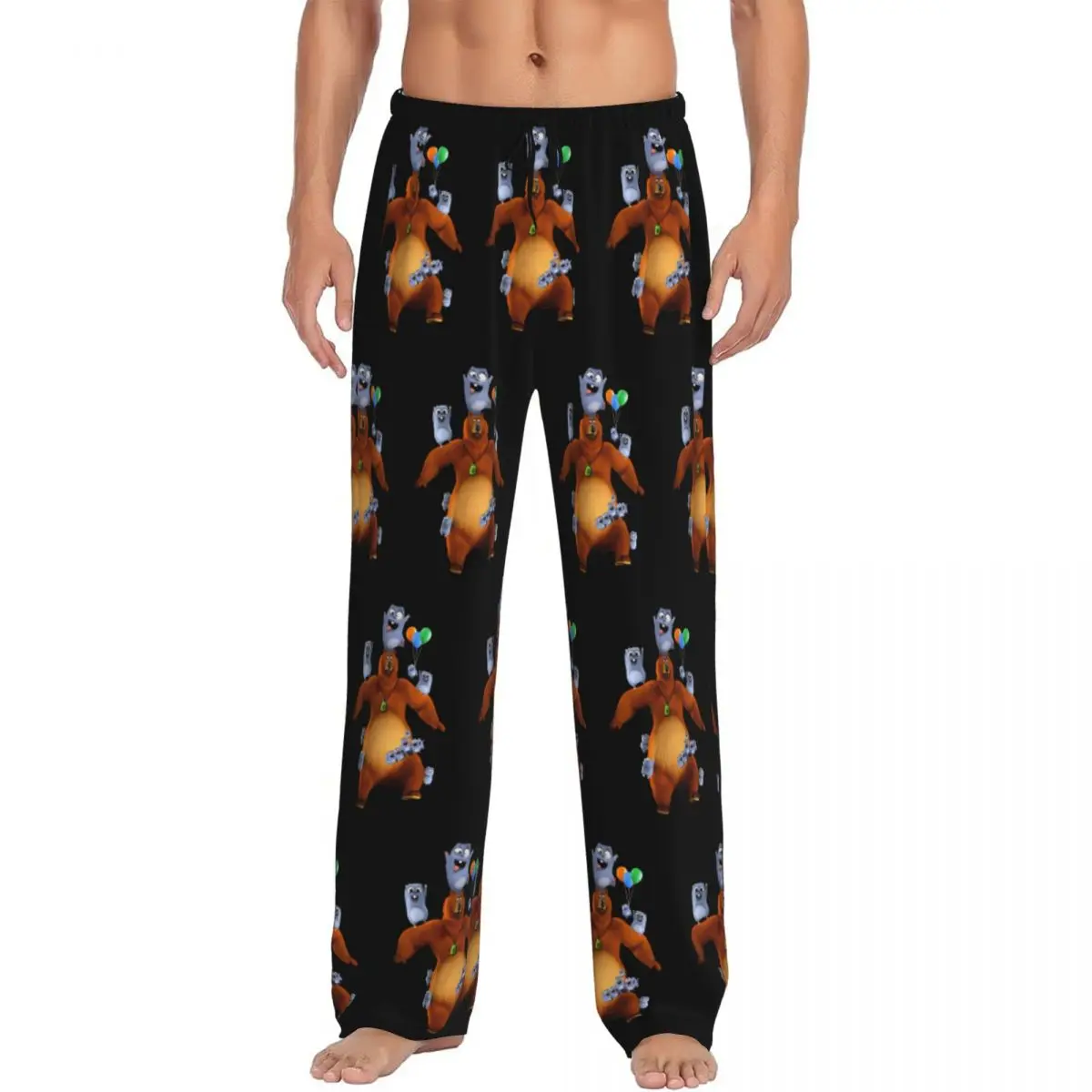 

Custom Grizzy And The Lemmings Pajama Pants for Men Cute Cartoon Lounge Sleep Stretch Sleepwear Bottoms with Pockets