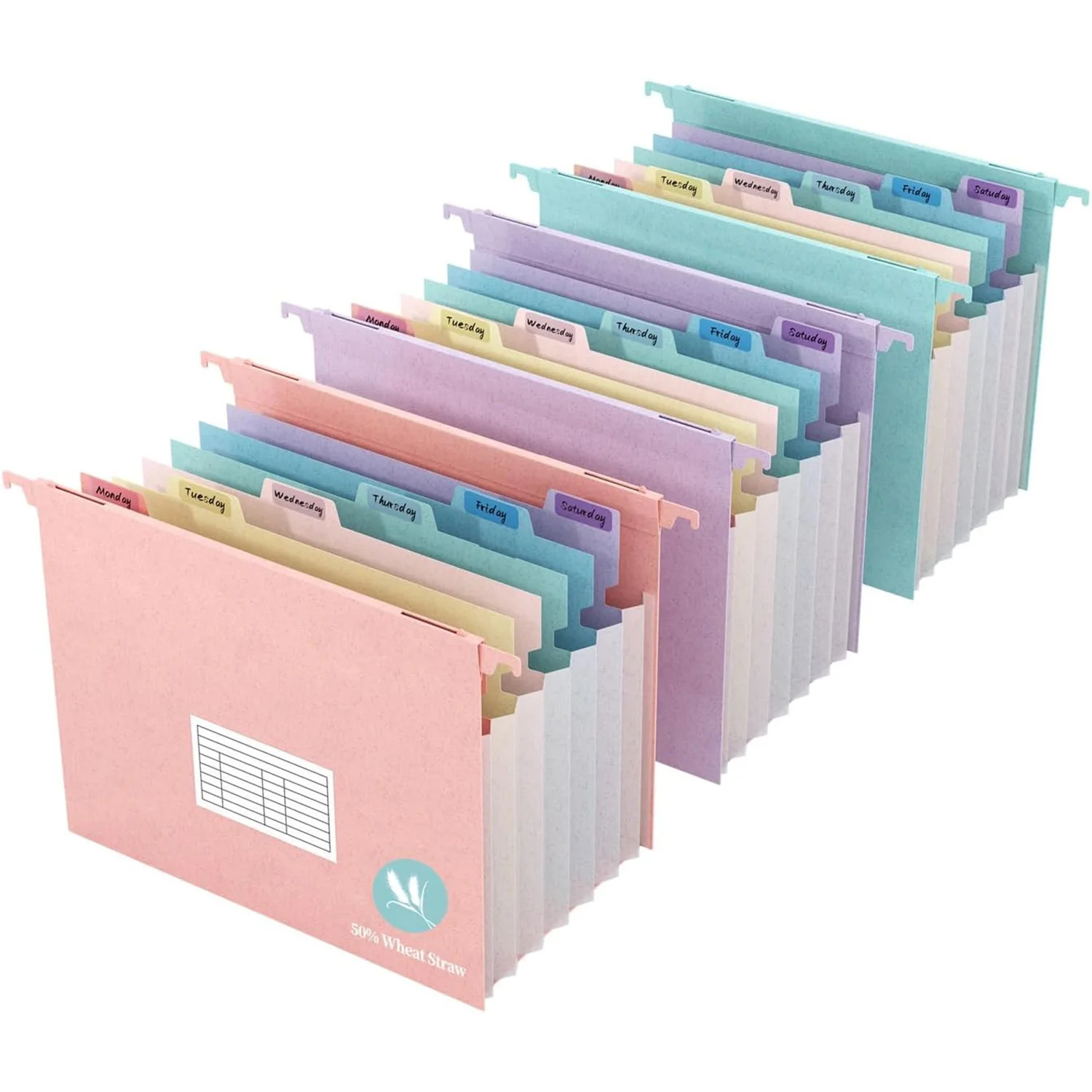 

1/3 Sets Wheat Straw Extend Hanging File Storage Cabinet 7 Pull Rod Pocket 1.2-in Cabinet Organizer For US Standard Letter Size