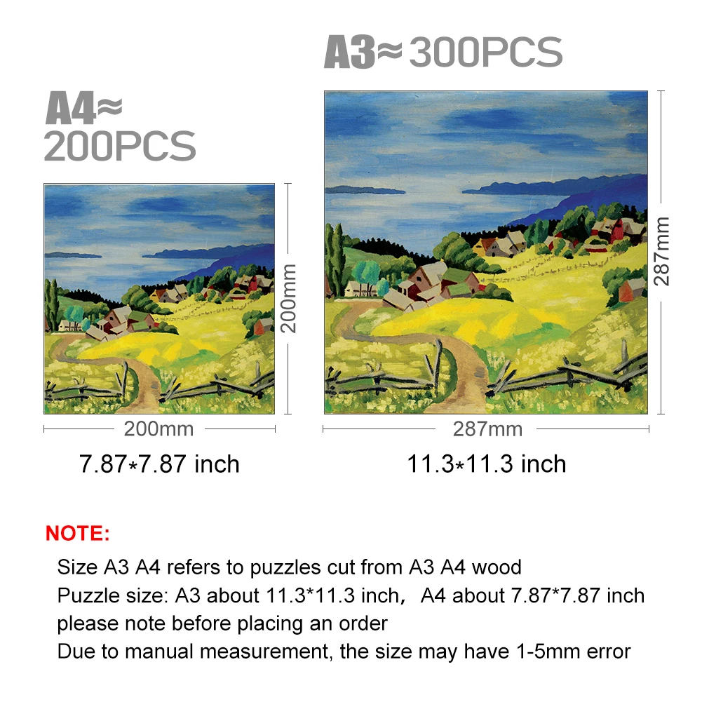 Creative Wooden Jigsaw Puzzles Country Oil Painting 3D Wood Puzzle Craft Irregular Family Interactive Puzzle Toy Social Games