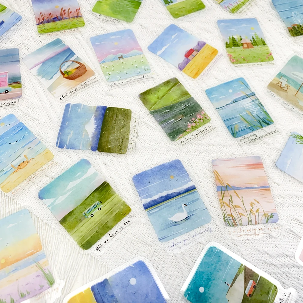 50 Stück Berge & Meere PET-Aufkleber für Laptop, Kühlschrank, Sammelalbum, DIY, ästhetische transparente Aufkleber, kreative Geschenke – Detail 6