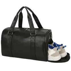 Fitness PU Leather Bag for Sport Large Capacity Swimming Training Pack Gym Travel With Shoe Compartment Yoga Tote Handbag  X529D