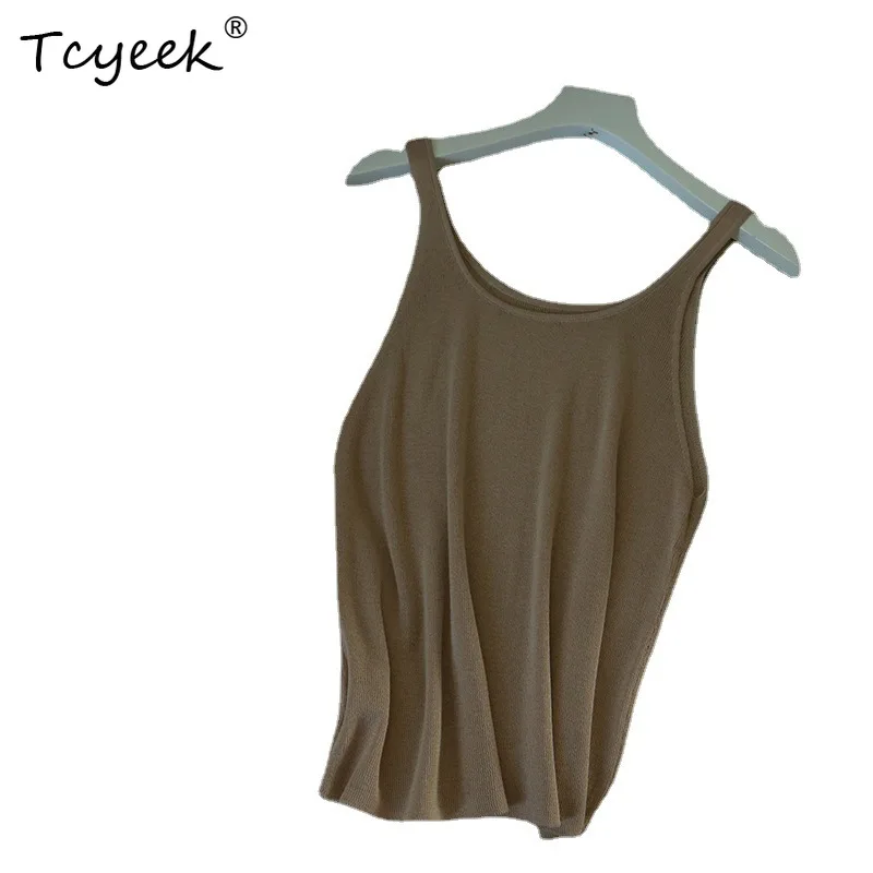 

Tcyeek, летняя шелковая летняя майка из лиоцелла, женские модные топы на бретелях для женщин, корсетная одежда, сексуальный белый жилет, одежда P37131QC