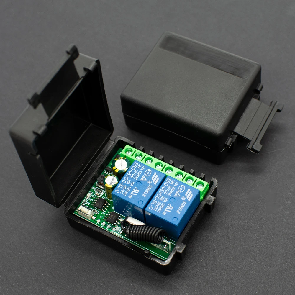 RF 433MhzリモートコントロールワイヤレススイッチDC 12V 24V 10A 2CHリレー受信機ミニ送信機 ドア電磁ロックDIY用