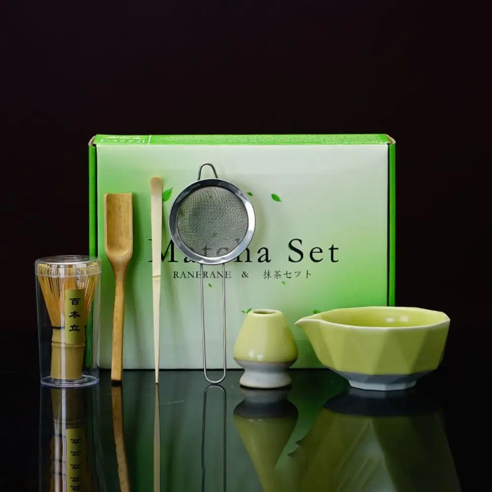

6Pcs/Set Ceramic Japanese Matcha Powder Whisk WithTeaspoon Bowl Smooth Kiln-Formed Matcha Set Reusable Retro
