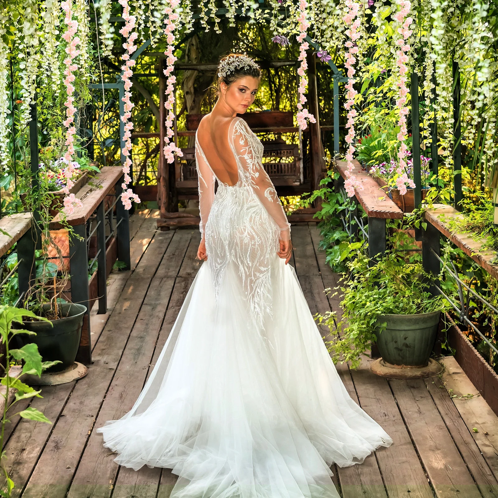 

Fake Flower Vine Premium PVC Silk Cherry Blossom Hanging Decor for Doorway Banister Fence Photo Backdrop Valentine Wedding Party