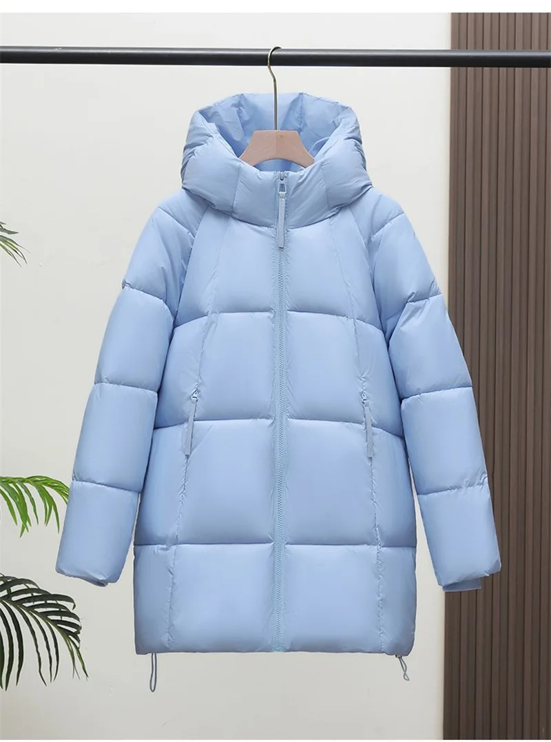 

2025 New high-end Down Fashion Cotton Mid to Long Length Flame cotton jacket Unique Hooded Jacket Thickened Cotton Jacket