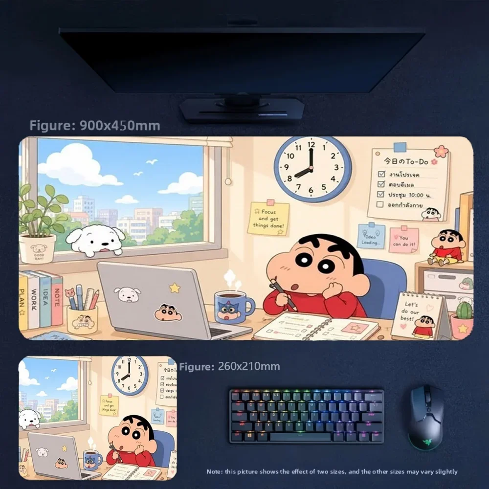 Animation Crayon Shin-chan and His Friends Leather Non-slip Mouse Pad Office High Quality Comfortable Waterproof Cute Table Mat
