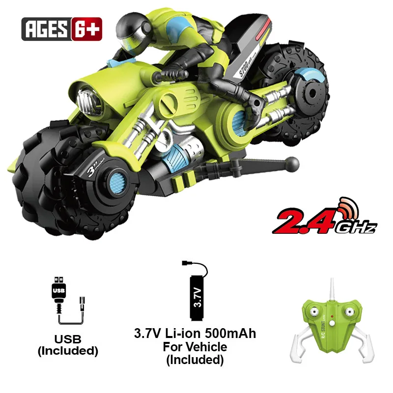 Moto de course électrique télécommandée pour garçons, véhicule de dérive Spin, jouets de véhicule RC, cascadeur, 2.4g, 1:10