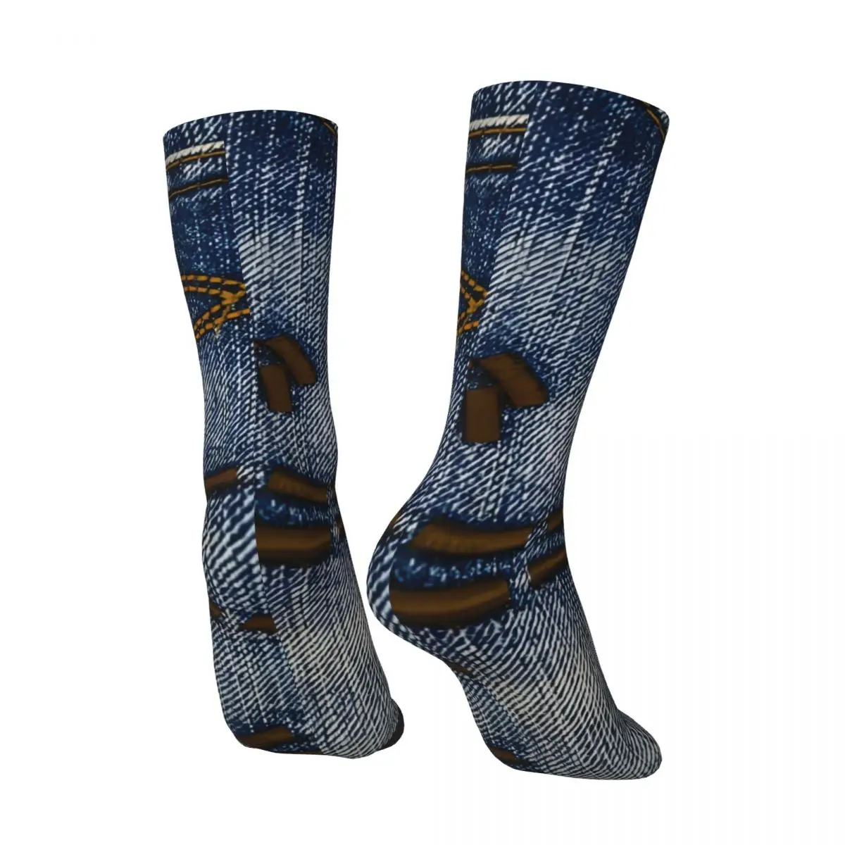 Hip Hop Retro I Love Bluejeans Denim Crazy Men's compression Socks Unisex Bluejeans Denim Harajuku Pattern Printed Crew Sock