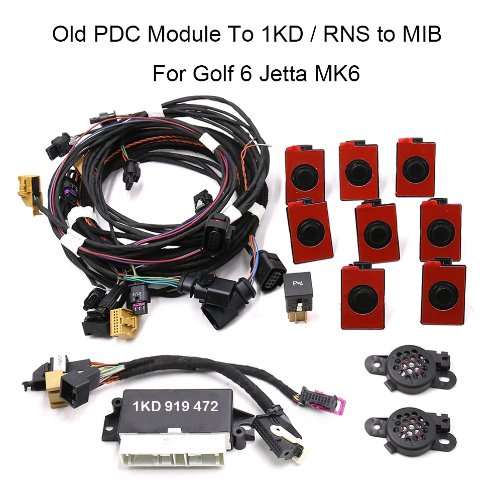 

For Golf 6 Jetta MK6 Upgrade Old PDC Module To 1KD / RNS To MIB Park Pilot Front And Rear 8 Sensor 8K PDC OPS