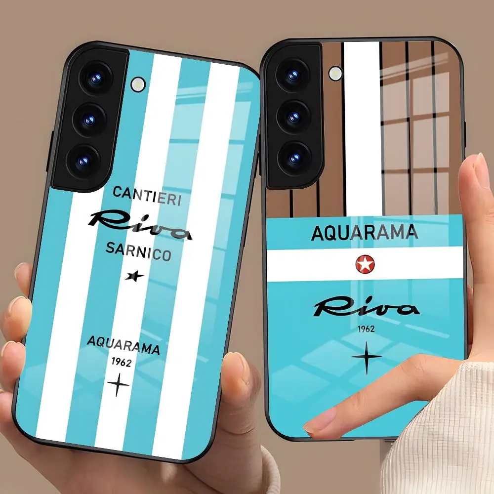 Saint tropez riva aquarama caso de telefone para samsung s25 s24 fe s23 s22 s21 plus s20 ultra note20ultra capa de vidro preto
