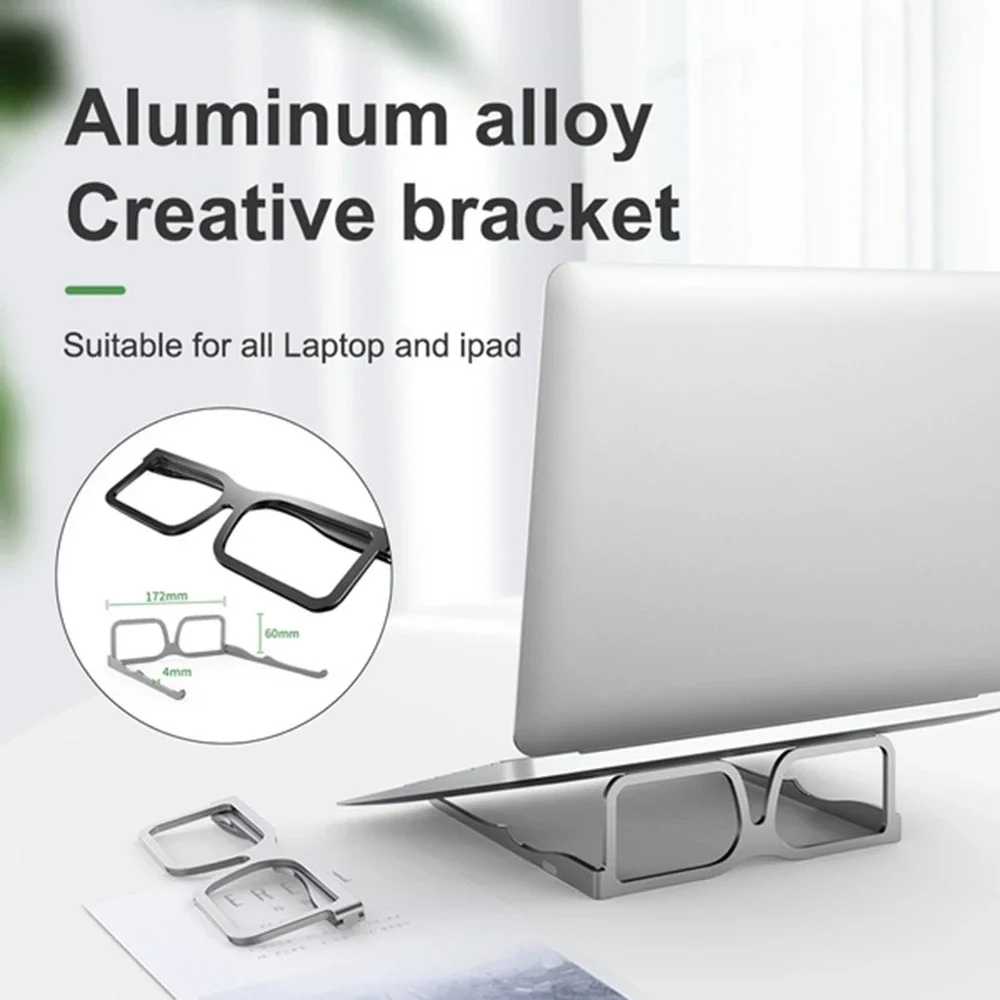 Portable Aluminum Alloy Laptop Stand Computer Height Increasing Stand Creative Glasses Cooling Folding Stand Suitable for Office